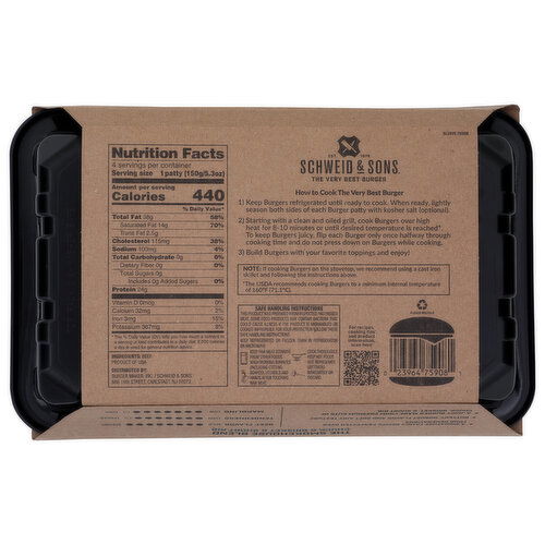 Schweid & Sons Certified Angus Beef Butchers Blend Patty - 5.3 Ounce - 4 Count