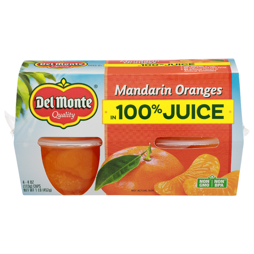 Del Monte In 100% Juice Mandarin Oranges - 4 Ounce - 4 Count