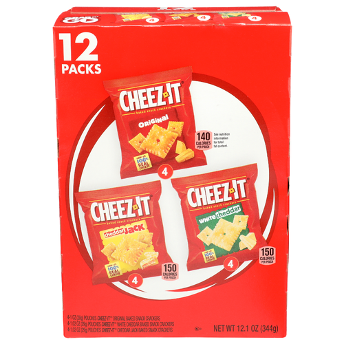 Cheez-It Original, White Cheddar, Jack Variety Pack Crackers - 1.008 Ounce - 12 Count