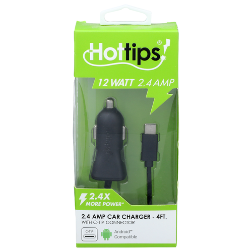 Hottips! 12 Watt 2.4 Amp 2.4x More Power Car Charger - 1 Each