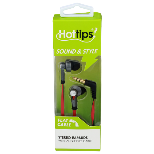 Hottips! Flat Cable Stereo Earbuds - 1 Each