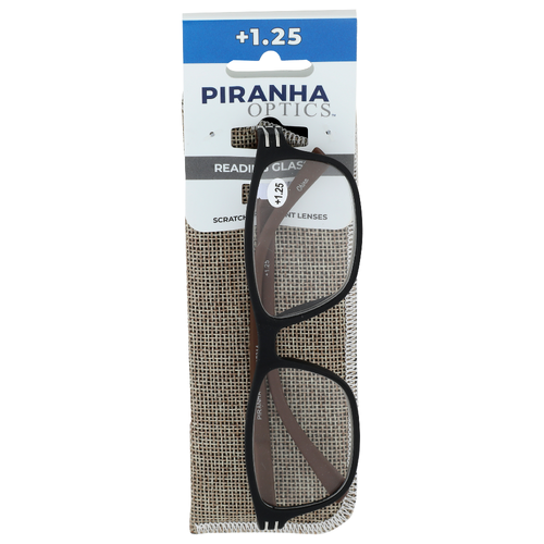 Piranha Optics +1.25 Reading Glasses +1.25 - 1 Each