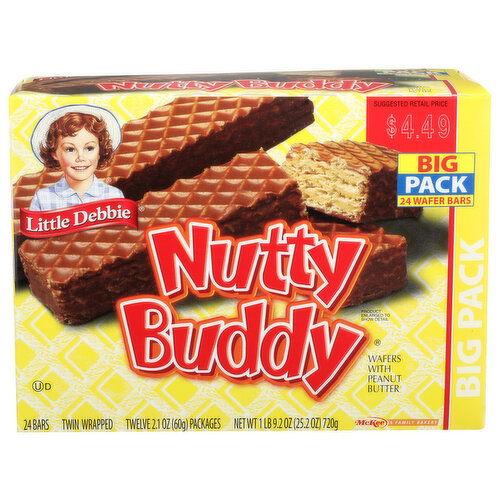 Little Debbie Wafers With Peanut Butter Big Pack Nutty Buddy - 1.05 Ounce - 24 Count