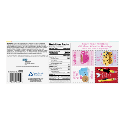 Snack Cakes, Little Debbie Big Pack Valentine Cakes Vanilla - 17.33 Ounce