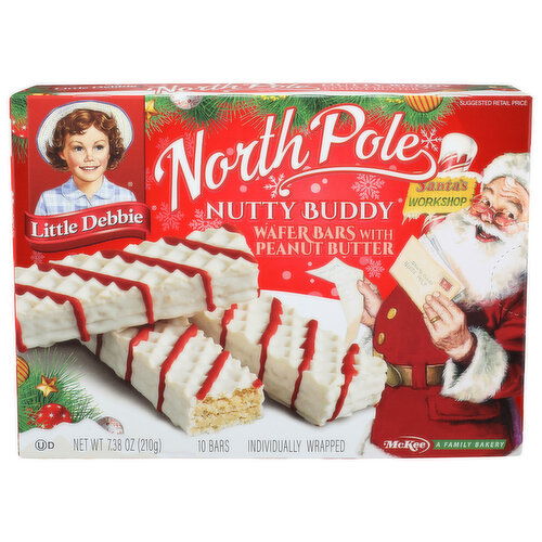Little Debbie North Pole Nutty Buddy Wafer Bars With Peanut Butter - 0.738 Ounce - 10 Count