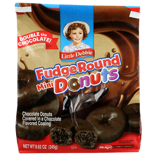 Little Debbie Chocolate Donuts Covered In a Flavored Coating Fudge Round Mini - 8.62 Ounce