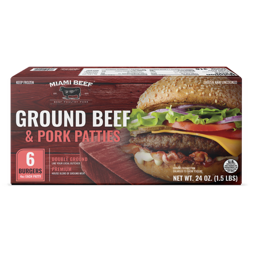 Miami Beef Ground Beef & Pork Patties - 24 Ounce