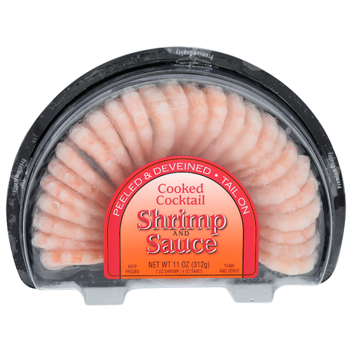 Tampa Bay Fisheries Peeled & Deveined • Tail On Shrimp And Sauce - 11 Ounce