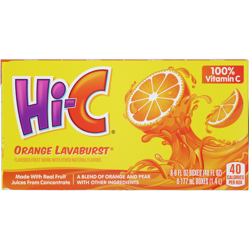 Hi-C Orange Lavaburst Juice Boxes Made With Real Fruit Juice, 8-Pack, Each - 48 Fluid Ounce