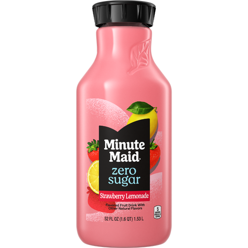 Minute Maid Zero Sugar Strawberry Lemonade Bottle - 52 Fluid Ounce
