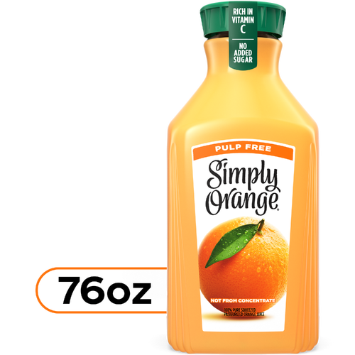 Simply Orange Juice Large Size Pulp Free Bottle - 76 Fluid Ounce Image 1 of 4