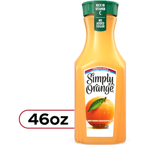 Simply Medium-Pulp Calcium & Vitamin D Orange Juice Bottle - 46 Fluid Ounce