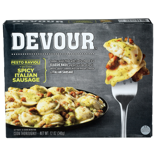 Devour With Spicy Italian Sausage Pesto Ravioli - 12 Ounce