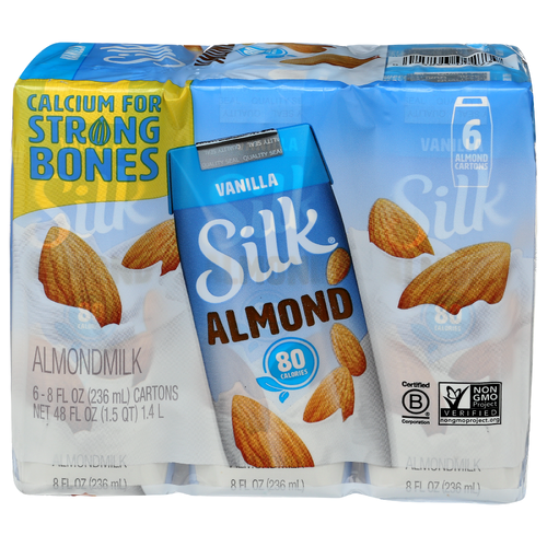 Silk Almond Milk Single Serves Vanilla - 8 Fluid Ounce - 6 Count