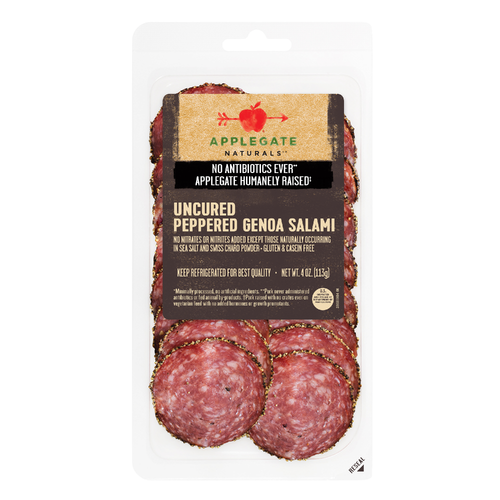 Applegate Uncured Peppered Genoa Salami - 4 Ounce Image 1 of 4