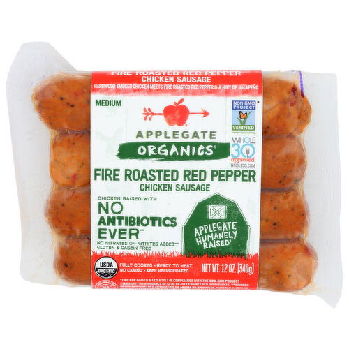 Applegate Organics Fire Roasted Red Pepper Chicken Sausage - 12 Ounce