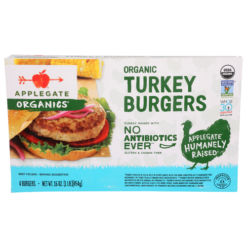 Applegate Organics Turkey Burgers - 4 Ounce - 4 Count Image 1 of 4