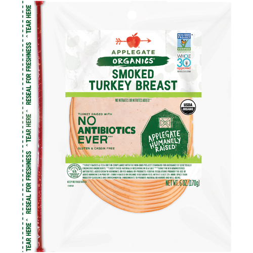 Applegate Organics Sliced Smoked Turkey Breast - 6 Ounce Image 1 of 6