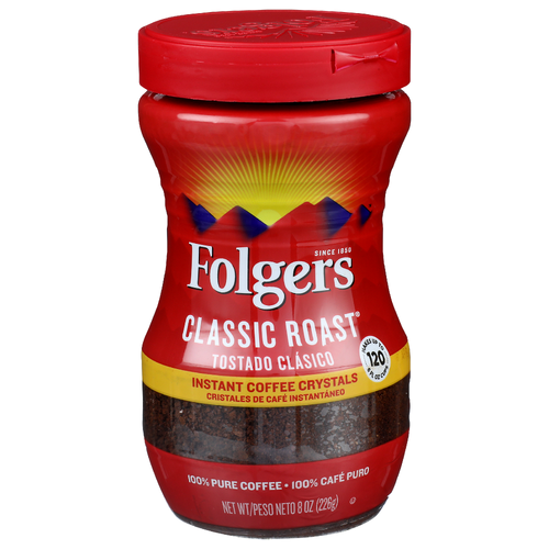 Folgers Classic Roast Instant Coffee Crystals - 8 Ounce