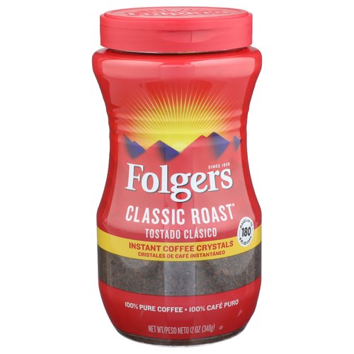 Folgers Classic Roast Instant Coffee Crystals - 12 Ounce - 1 Count