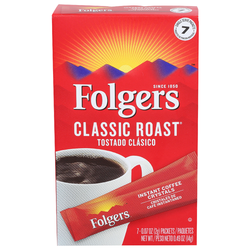 Folgers Classic Roast Caffeinated Instant 7 Packets - 0.07 Ounce - 7 Count