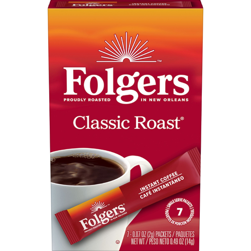 Folgers Caffeinated Instant 7 Packets - 0.49 Ounce Image 1 of 2