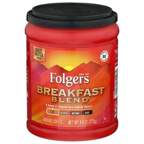 Folgers Breakfast Blend Mild Ground Coffee - 9.6 Ounce