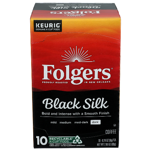 Folgers Black Silk Blend Dark Roast Coffee K-Cup - 0.28 Ounce - 10 Count