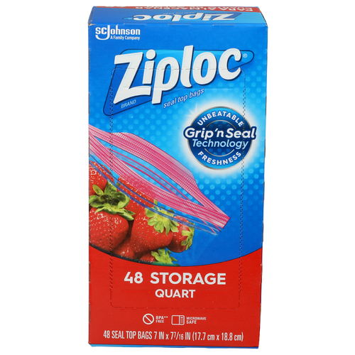 Ziploc Storage Quart Seal Top Bags - 48 Count