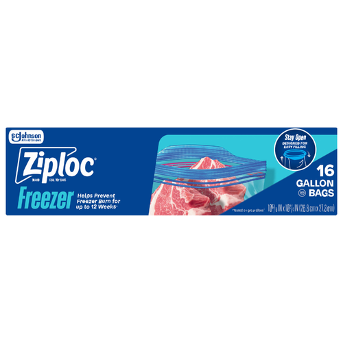 Ziploc Gallon Freezer Storage Bags, Stay Open Design, Easy To Fill - 16 Count