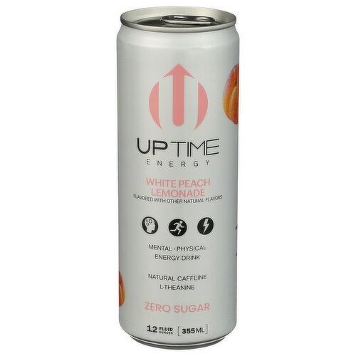 UPTIME White Peach Lemonade Energy Drink - 12 Fluid Ounce Image 1 of 4