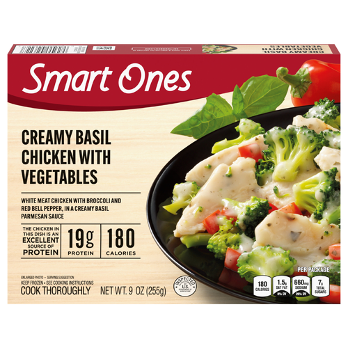 Smart Ones Creamy Basil Chicken With Vegetables Frozen Meal, Box - 9 Ounce Image 1 of 2