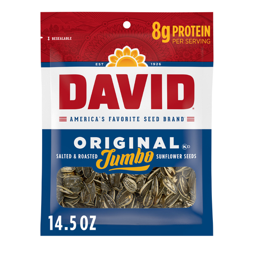 David Roasted And Salted Original Sunflower Seeds, Keto Friendly Snack, Bag - 14.5 Ounce Image 1 of 4