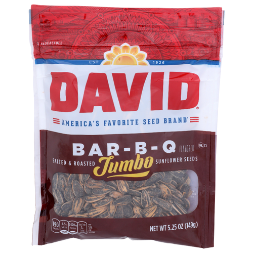 David Bar-B-Q Flavored Jumbo Salted & Roasted Sunflower Seeds - 5.25 Ounce