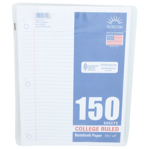 Norcom College Ruled Notebook Paper - 150 Count