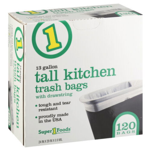 Super 1 Foods 13 Gallon Tall Kitchen Trash Bags