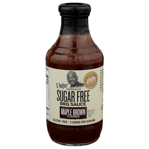 G Hughes Maple Brown Flavored Sugar Free BBQ Sauce - 18 Ounce