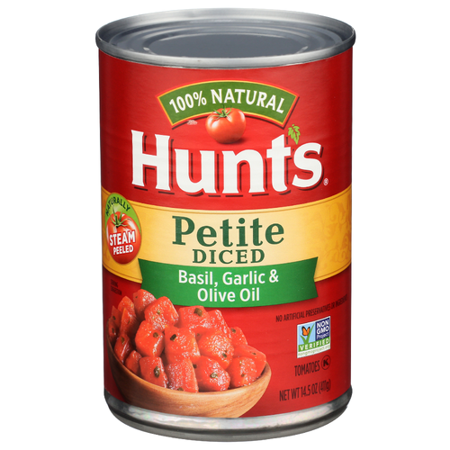 Hunt's Basil, Garlic & Olive Oil Petite Diced Tomatoes - 14.5 Ounce