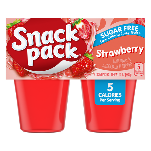Snack Pack Sugar Free Strawberry Flavored Juicy Gels, Cups - 13 Ounce