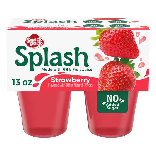 Snack Pack Splash Strawberry Flavored Juicy Gel Cups - 13 Ounce