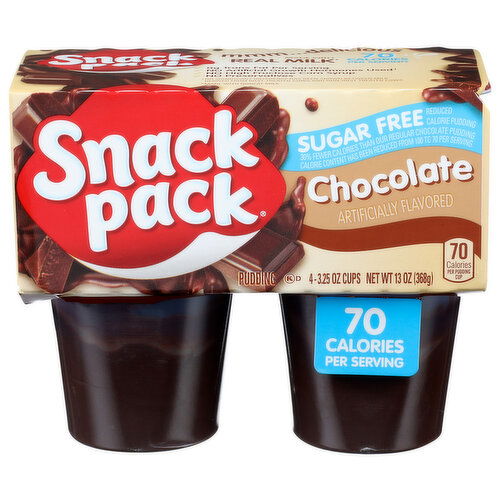 Snack Pack Chocolate Sugar Free Pudding - 3.25 Ounce - 4 Count