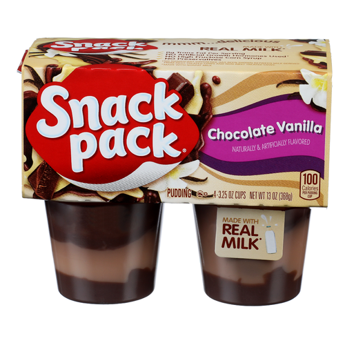 Snack Pack Chocolate Vanilla Pudding - 3.25 Ounce - 4 Count