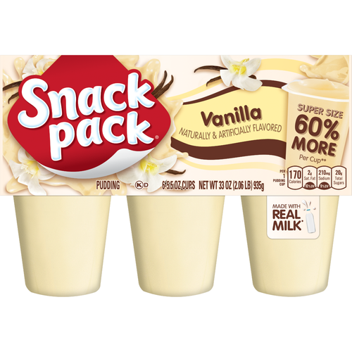 Snack Pack Super Size Vanilla Pudding, Cups - 5.5 Ounce