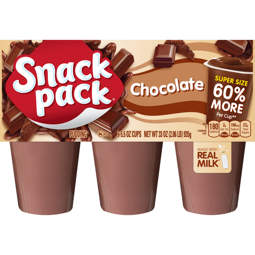 Snack Pack Super Size Chocolate Pudding, Cups - 33 Ounce