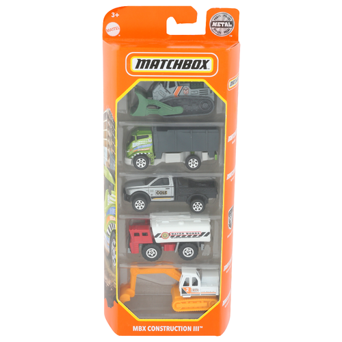 Mattel Matchbox Mbx Construction III Car Toy - 5 Count