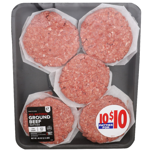 Patties Ground Beef 73% Lean 27% Fat - 40 Ounce Image 1 of 4