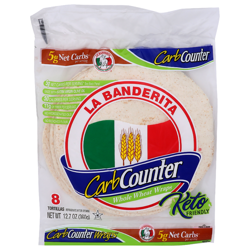 La Banderita Whole Wheat Wraps Carbcounter - 1.588 Ounce - 8 Count