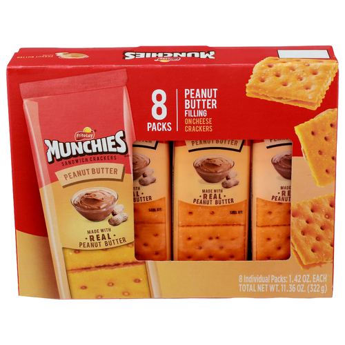 Munchies Peanut Butter Filling On Cheese Crackers Sandwich - 1.42 Ounce - 8 Count