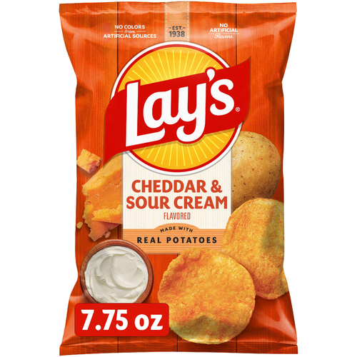 Lay's Cheddar & Sour Cream Flavored Potato Chips - 7.75 Ounce Image 1 of 3