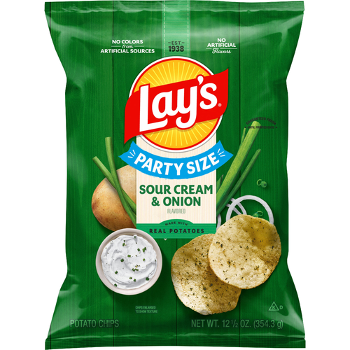Lay's  Party Size Sour Cream & Onion Flavored Potato Chips - 12.5 Ounce